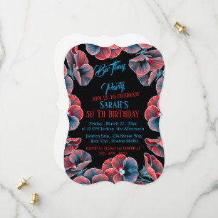 50. Geburtstagseinladungsvorlage, Florale Einladun Save The Date