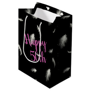 50. GeburtstagsFeathers Mittlere Geschenktasche Geschenktüte