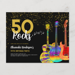 50. Geburtstagsfeier 50 Rocks Gitarre Gold Glitter