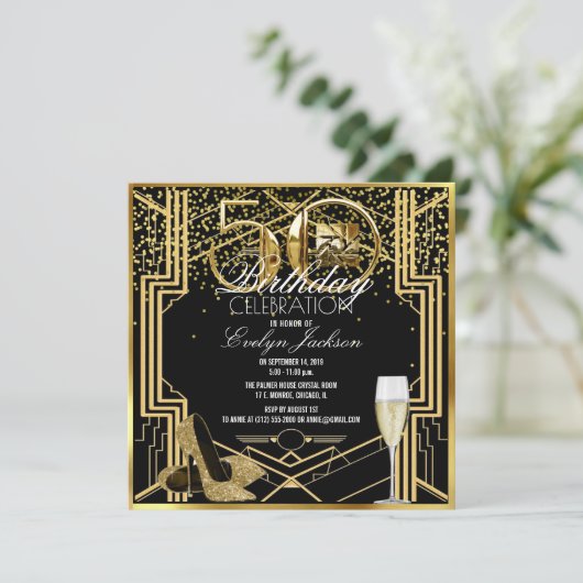 50. Geburtstagsfeier Einladung (Stehend Vorderseite)