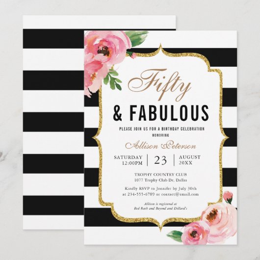 50. Geburtstagsfeier Einladung (Vorne/Hinten)