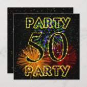 50. Geburtstagsfeier Einladung mit Feuerwerk (Vorne/Hinten)