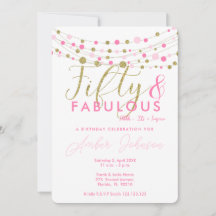 50. Geburtstagsfeier Einladung, Rosa und Gold