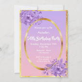 50. Geburtstagsfeier Einladung Rose Goldviolett (Rückseite)