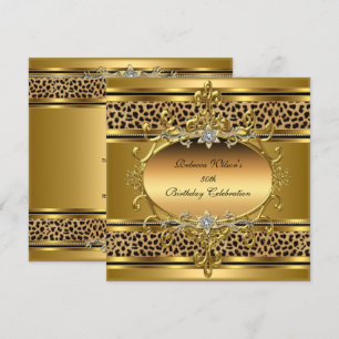 50. Geburtstagsfeier Elegant Gold Schwarz Leopard Einladung