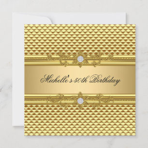 50. Geburtstagsfeier Elegantes Gold Diamant Schmuc Einladung
