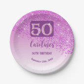 50. Geburtstagsfeier Funkeln Rosa Glitter Pappteller (Vorderseite)