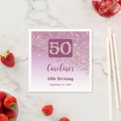 50. Geburtstagsfeier Funkelnde Roségold Glitter Serviette (Beispiel)