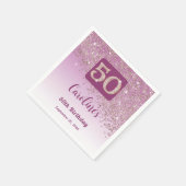 50. Geburtstagsfeier Funkelnde Roségold Glitter Serviette (Ecke)