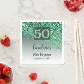 50. Geburtstagsfeier Funkelnder grüner Glitter Serviette (Beispiel)