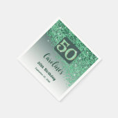 50. Geburtstagsfeier Funkelnder grüner Glitter Serviette (Ecke)