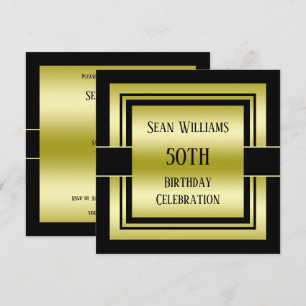 50. Geburtstagsfeier für Männer der Gold & Black C Einladung