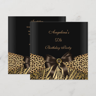 50. Geburtstagsfeier Gold Leopard Braun Schwarz Einladung