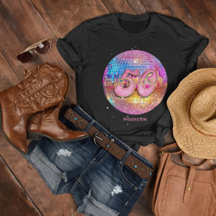 50. Geburtstagsfeier Gold Pink Glitter Disco Kugel T-Shirt