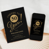 50. Geburtstagsfeier Gold Schwarz Einladung