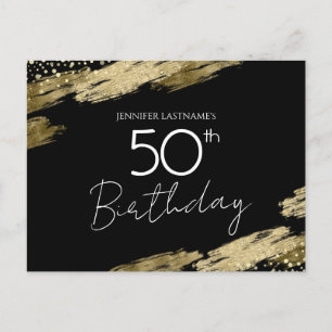 50. Geburtstagsfeier Gold Schwarz Einladung Postkarte