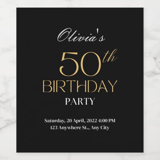 50. Geburtstagsfeier Hochzeitsweinlabel Weinetikett (Einzelnes Label)