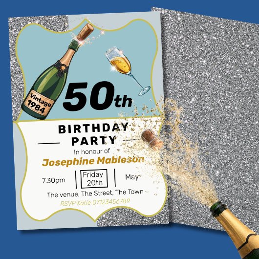 50. Geburtstagsfeier im Vintagen Stil Einladung