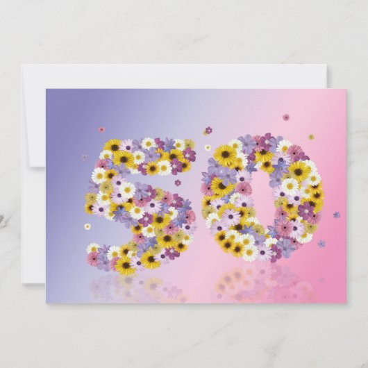 50. Geburtstagsfeier mit Blumenbriefen Einladung (Vorderseite)