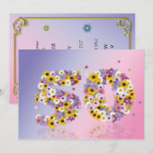 50. Geburtstagsfeier mit Blumenbriefen Einladung (Vorne/Hinten)