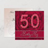50. Geburtstagsfeier mit Rose Einladung (Vorne/Hinten)