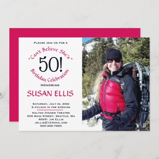 50. Geburtstagsfeier Party Einladung (Vorne/Hinten)