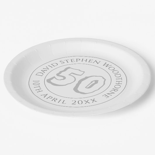 50. Geburtstagsfeier Personalisiert Pappteller (Schrägansicht)