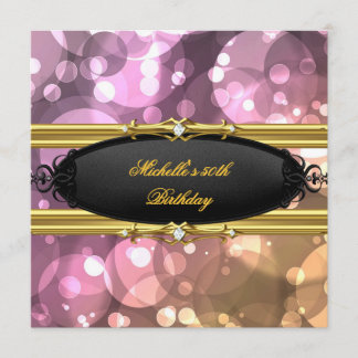 50. Geburtstagsfeier Pink Gold Schwarz Diamant Einladung