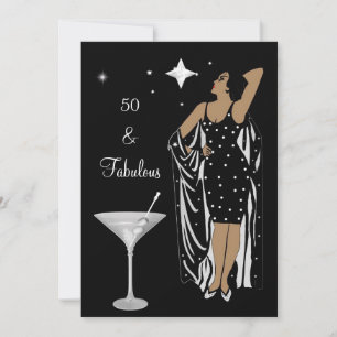 50. Geburtstagsfeier Retro Diva Dekoration Schwarz Einladung