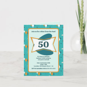50. Geburtstagsfeier Retro Mitte des Jahrhunderts, Einladung