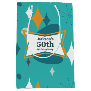 50. Geburtstagsfeier Retro Mitte des Jahrhunderts, Mittlere Geschenktüte