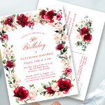 50. Geburtstagsfeier Rote Rose Pink Peony Einladun Postkarte<br><div class="desc">Elegante rote Rosen und rosafarbene Pfannkuchen sind in dunkelgrünen Blätter eingebettet,  um einen wunderschönen Blumenrahmen zu schaffen,  der Ihre Geburtstagsdetails umgibt. Traditionelle und klassische Kalligraphie verleiht dem Design eine luxuriöse Ästhetik. Du wirst stolz sein,  dies deinen Gästen zu schicken.</div>