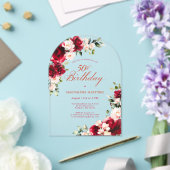 50. Geburtstagsfeier Rote Rose Pink Peony Floral A Acryleinladungen (Insitu (Hochzeit))
