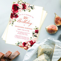 50. Geburtstagsfeier Rote Rose Pink Peony Floral