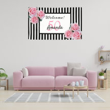 50. Geburtstagsfeier Schwarz-weiße Streifen Flora