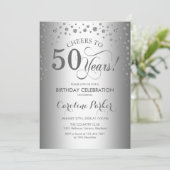 50. Geburtstagsfeier - Silber Einladung (Stehend Vorderseite)