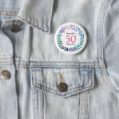 50. Geburtstagsfeier Sommerblumen-Hyazinthen-Kranz Button (Beispiel)