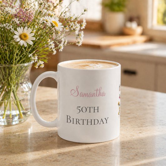 50. Geburtstagsfeier Wildblume Kaffeetasse