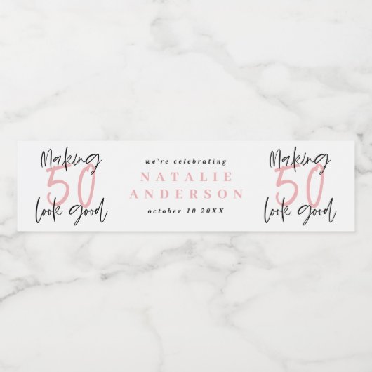 50 Geburtstagsfeiern gut aussehen lassen Wasserflaschenetikett (Einzelnes Label)