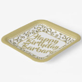 50. Geburtstagsfeiertag-Zahlenmuster Gold/Weiß Pappteller (Gewinkelt)