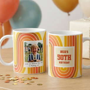 50. Geburtstagsfoto Retro Gelb Kaffeetasse