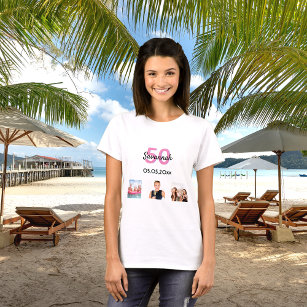 50. Geburtstagsfrau Foto Rosa Monogramm T-Shirt