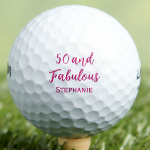 50. Geburtstagsgeschenk für Freundin – Rosa 50 und Golfball