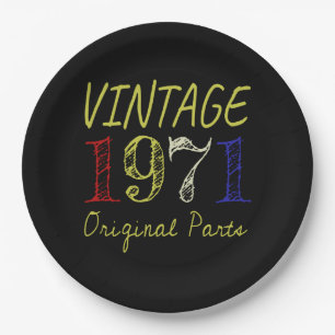 50. Geburtstagsgeschenk Vintag Retro 1971 Pappteller