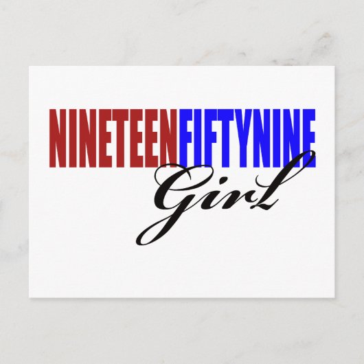 50. Geburtstagsgeschenke, 1959 Mädchen! Postkarte (Vorderseite)
