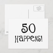 50. Geburtstagsgeschenke, 50 Happens! Postkarte (Vorne/Hinten)