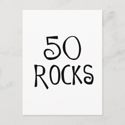 50. Geburtstagsgeschenke, 50 ROCKS Postkarte (Vorderseite)