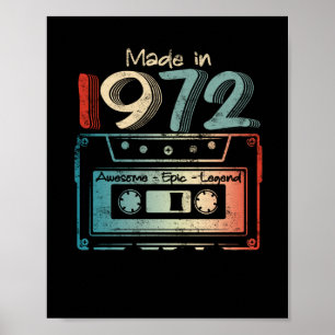 50 Geburtstagsgeschenke Jahr alt 1972 Kassette Poster