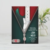 50. Geburtstagsgitarre Rock Star Einladung (Stehend Vorderseite)