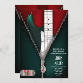 50. Geburtstagsgitarre Rock Star Einladung (Vorne/Hinten)